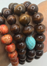 Load image into Gallery viewer, Wood stacked beaded bracelets  6-14mm
